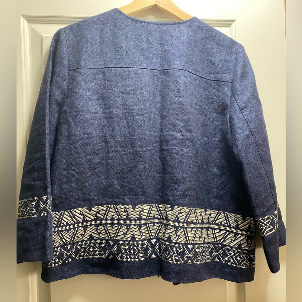 PENDLETON LINEN EMBROIDERED FULL ZIP BOXY BLAZER M - Picture 6 of 9
